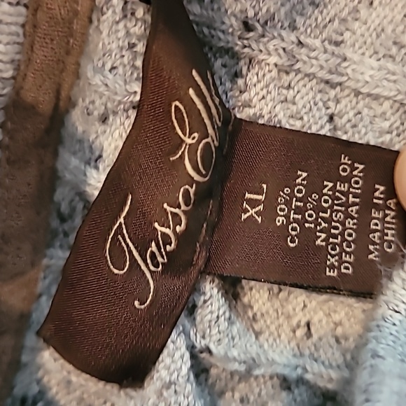 Tasso Elba gray XL cardigan leather patches on arms. - Picture 2 of 7